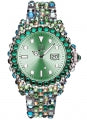 LIGHT TIME Mod. MEDITERRANEO - Full Strass / Green L602M Date Armbanduhr 39 mm Grün ansicht-2