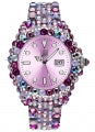 LIGHT TIME Mod. MEDITERRANEO Full Strass Pink L602F Damen Quarzuhr 39 mm Rosa – Detailansicht