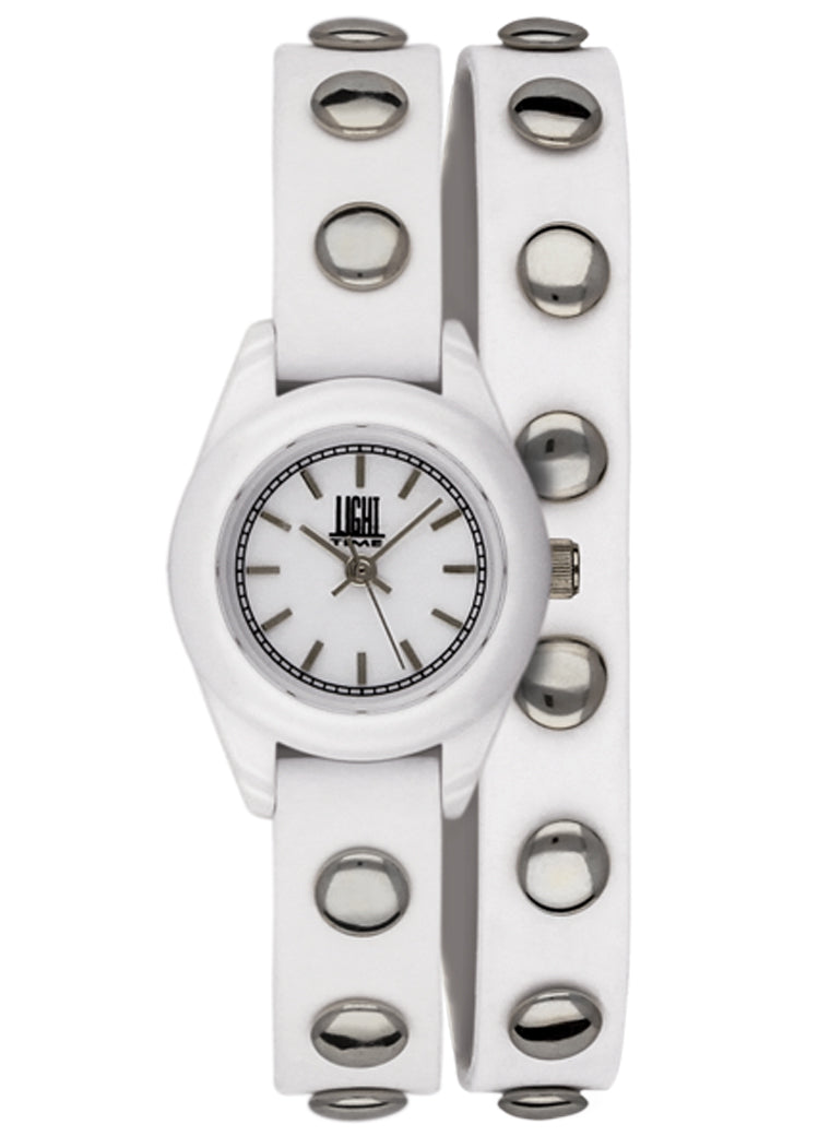 LIGHT TIME PUNK Damen Quarzuhr Weiss Silber 23 mm – Produktansicht