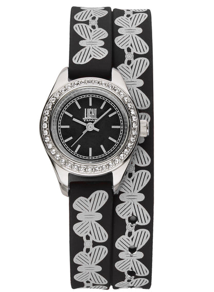 LIGHT TIME ROCOCO Black Strass Damen Quarzuhr Schwarz 23 mm – Produktansicht