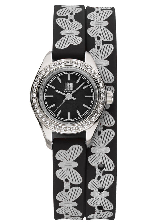 LIGHT TIME ROCOCO - Black Strass L163G Only Time Armbanduhr 23 mm Schwarz