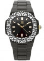 LIGHT TIME VELVET NAUTILUS Black Clear Strass Quarzuhr Damen 42 mm Schwarz – Detailansicht
