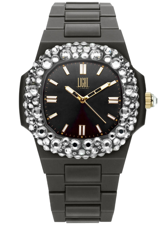 LIGHT TIME VELVET NAUTILUS - Black Clear Strass L512-NE-1 Armbanduhr 42 mm Schwarz
