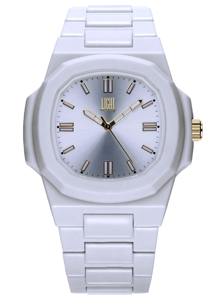 LIGHT TIME VELVET NAUTILUS White Herren Quarzuhr 42 mm Polycarbonat Weiss – Produktansicht