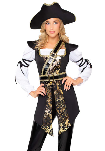 Leg Avenue Piraten Babe Damenkostüm Schwarz-Weiss – Detailansicht