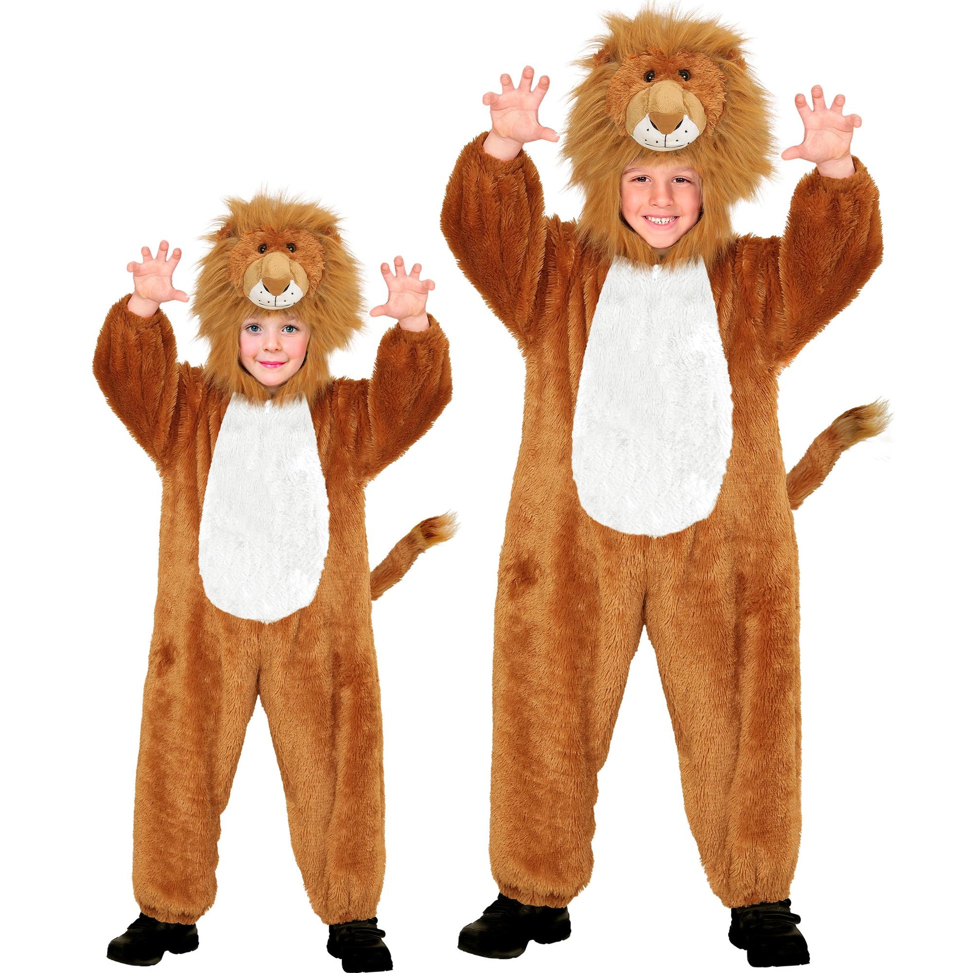 "LÖWE SOFT PLÜSCHKOSTÜM" (Overall mit Kapuze und Maske) – Vorderansicht