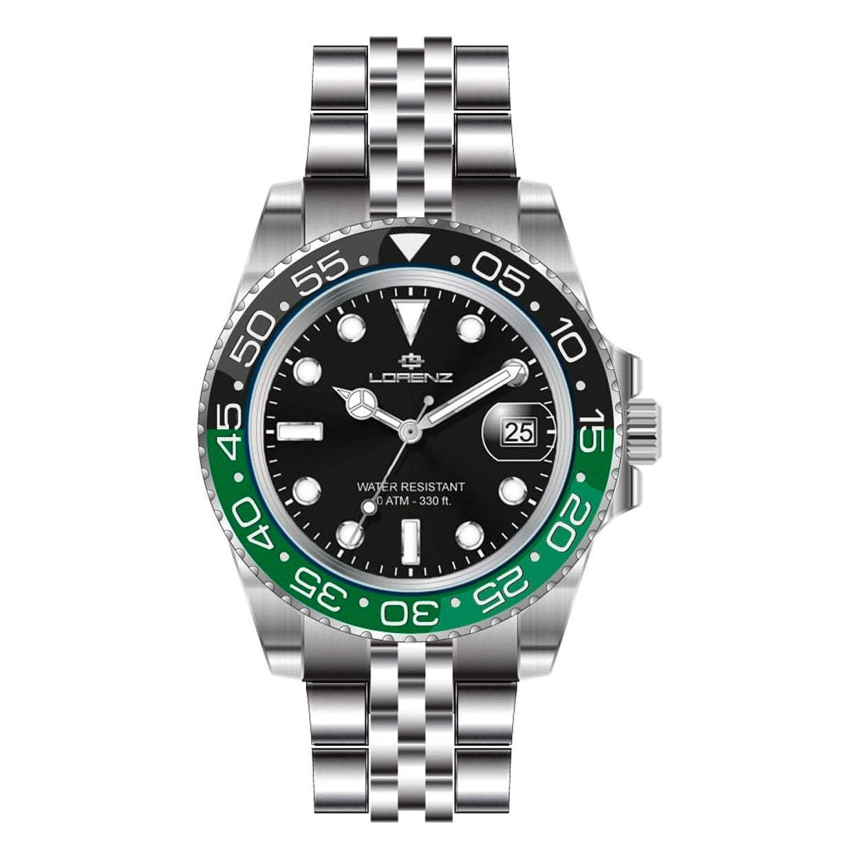 LORENZ 26122QQ Date - Armbanduhr 43 mm Silber