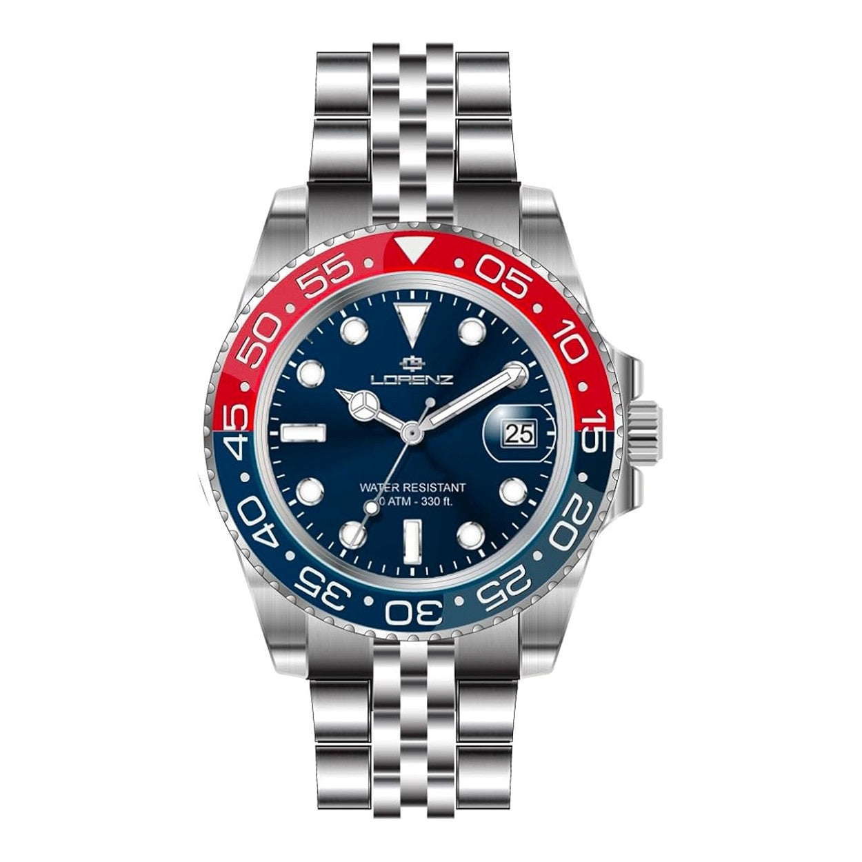 LORENZ 26122RR Date - Armbanduhr 43 mm Silber