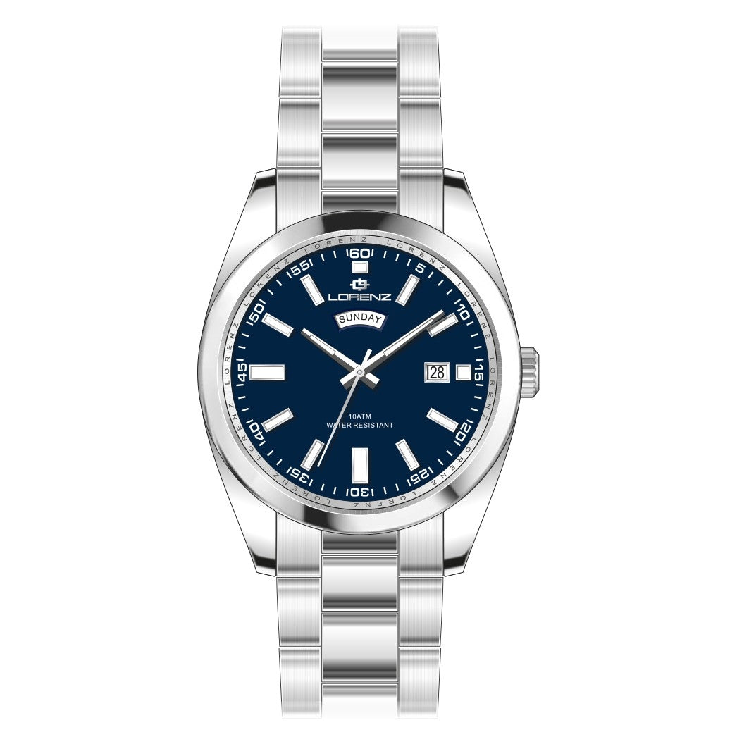 LORENZ 26208BB Date - Armbanduhr 42 mm Silber