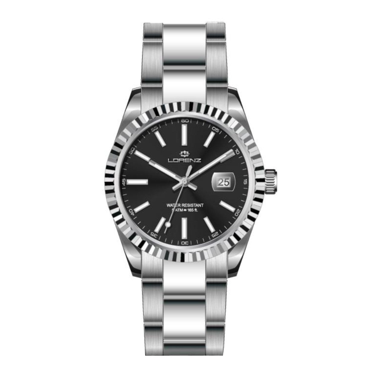 LORENZ 28187BB Date - Armbanduhr 41 mm Silber