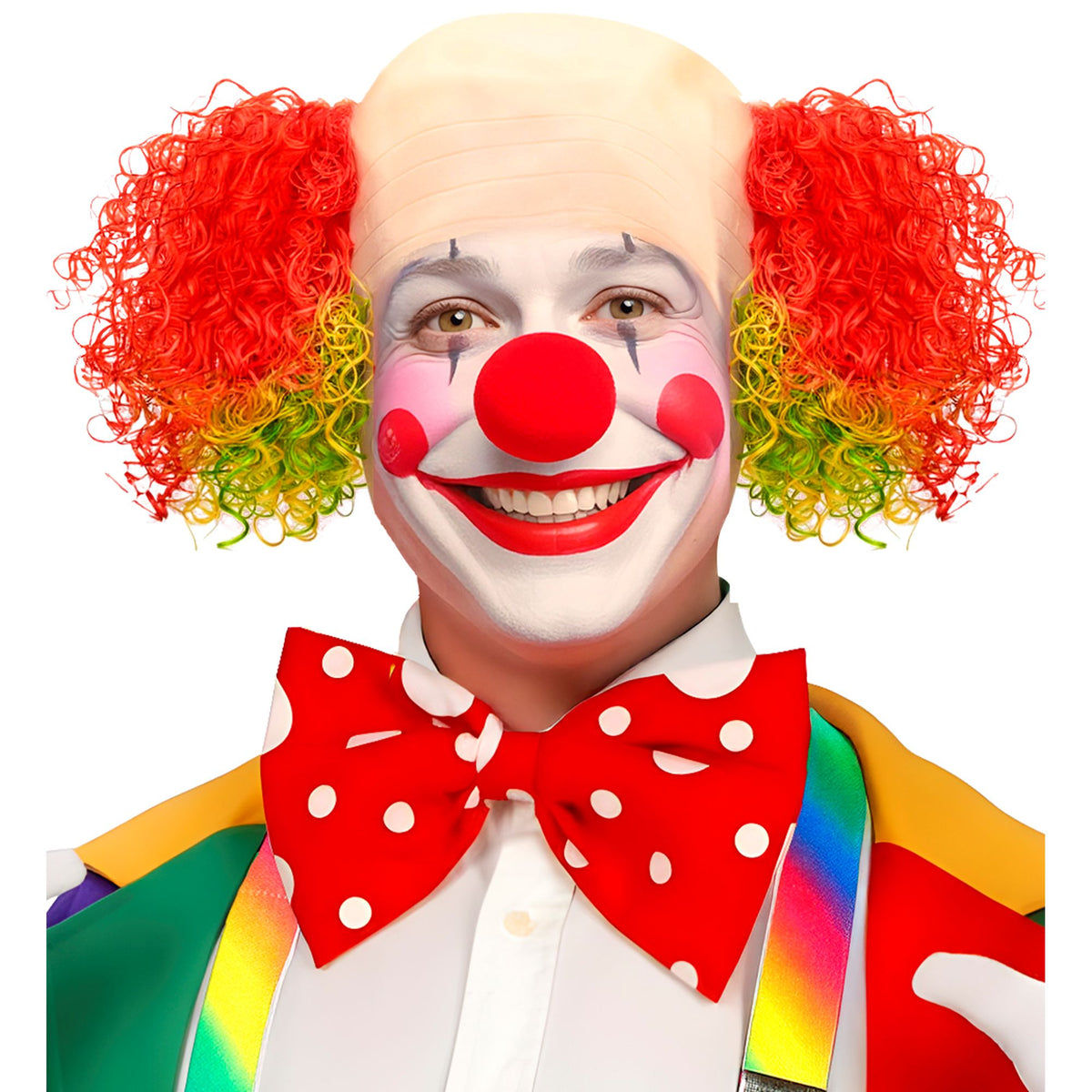 "LUXUS CLOWNGLATZE MIT LOCKIGEN BUNTEN HAAREN" – Vorderansicht