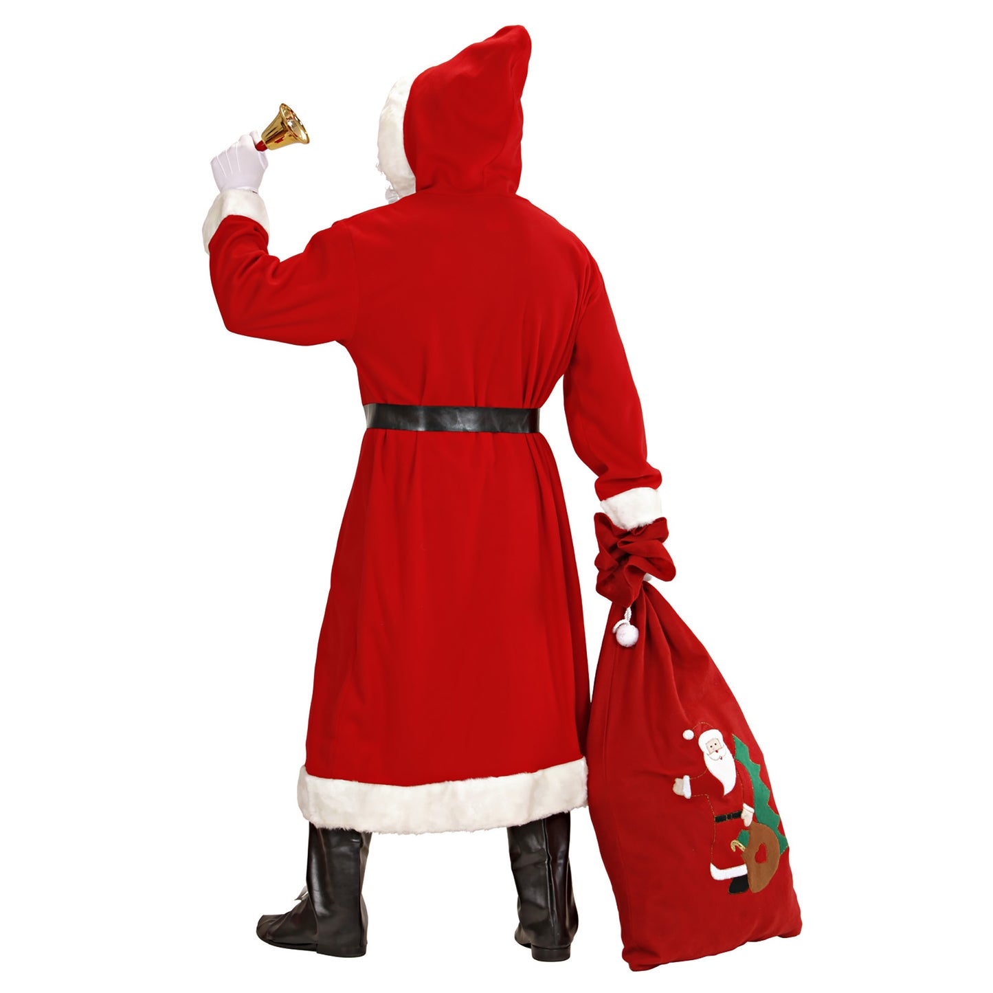 "LUXUS WEIHNACHTSMANN AUS DER ALTEN ZEIT" (Mantel mit Kapuze, Gürtel,Stiefelüberzieher mit Schnallen, Perücke, Bart mit Schnurrbart, Augenbrauen) – Ansicht 3