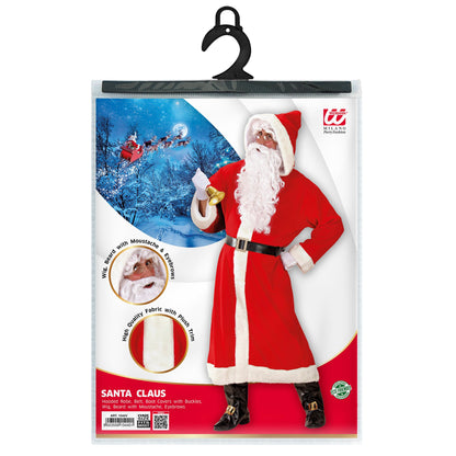 "LUXUS WEIHNACHTSMANN AUS DER ALTEN ZEIT" (Mantel mit Kapuze, Gürtel,Stiefelüberzieher mit Schnallen, Perücke, Bart mit Schnurrbart, Augenbrauen) – Ansicht 5