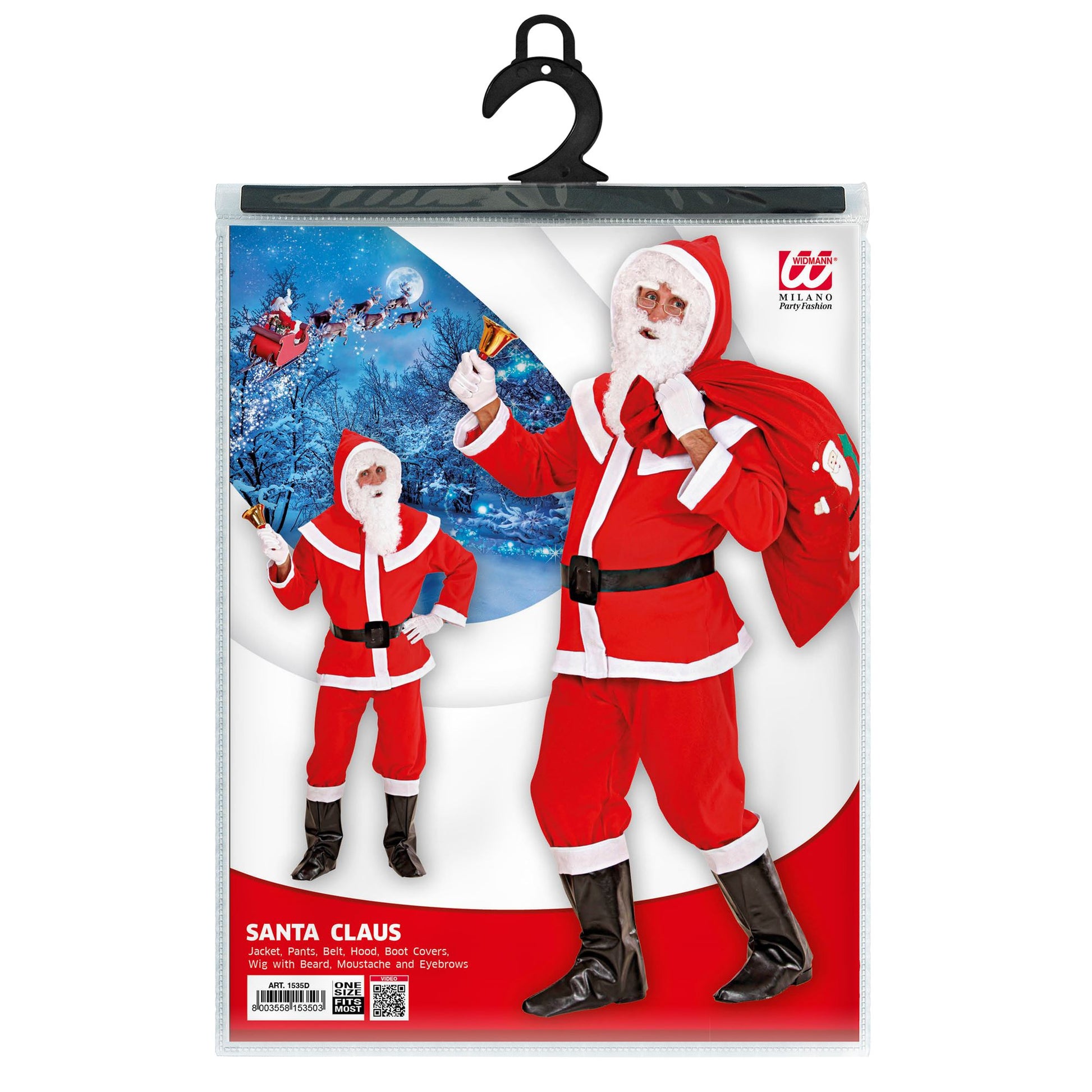 "LUXUS WEIHNACHTSMANN" aus Flanell(Kasack, Hose, Gürtel, Kapuze, Stiefelüberzieher, Perücke, Bart mit Schnurrbart und Augenbrauen) – Ansicht 3