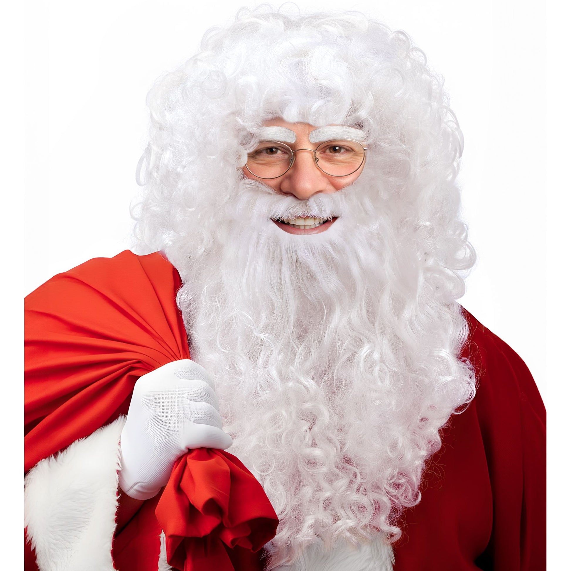"LUXUS WEIHNACHTSMANN" in Box (Perücke, Bart mit Schnurrbart, Augenbrauen) – Vorderansicht
