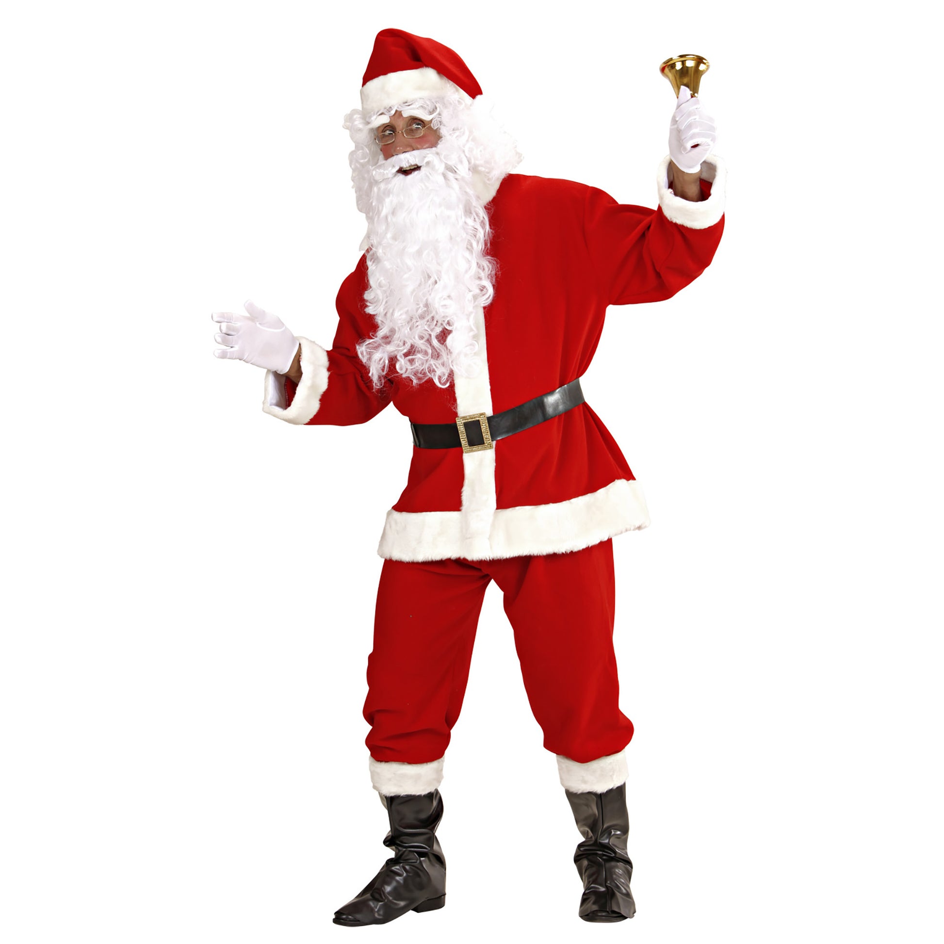 "LUXUS WEIHNACHTSMANN" (Kasack, Hose, Gürtel, Hut, Stiefelüberzieher,Perücke, Bart mit Schnurrbart, Augenbrauen) – Detailansicht