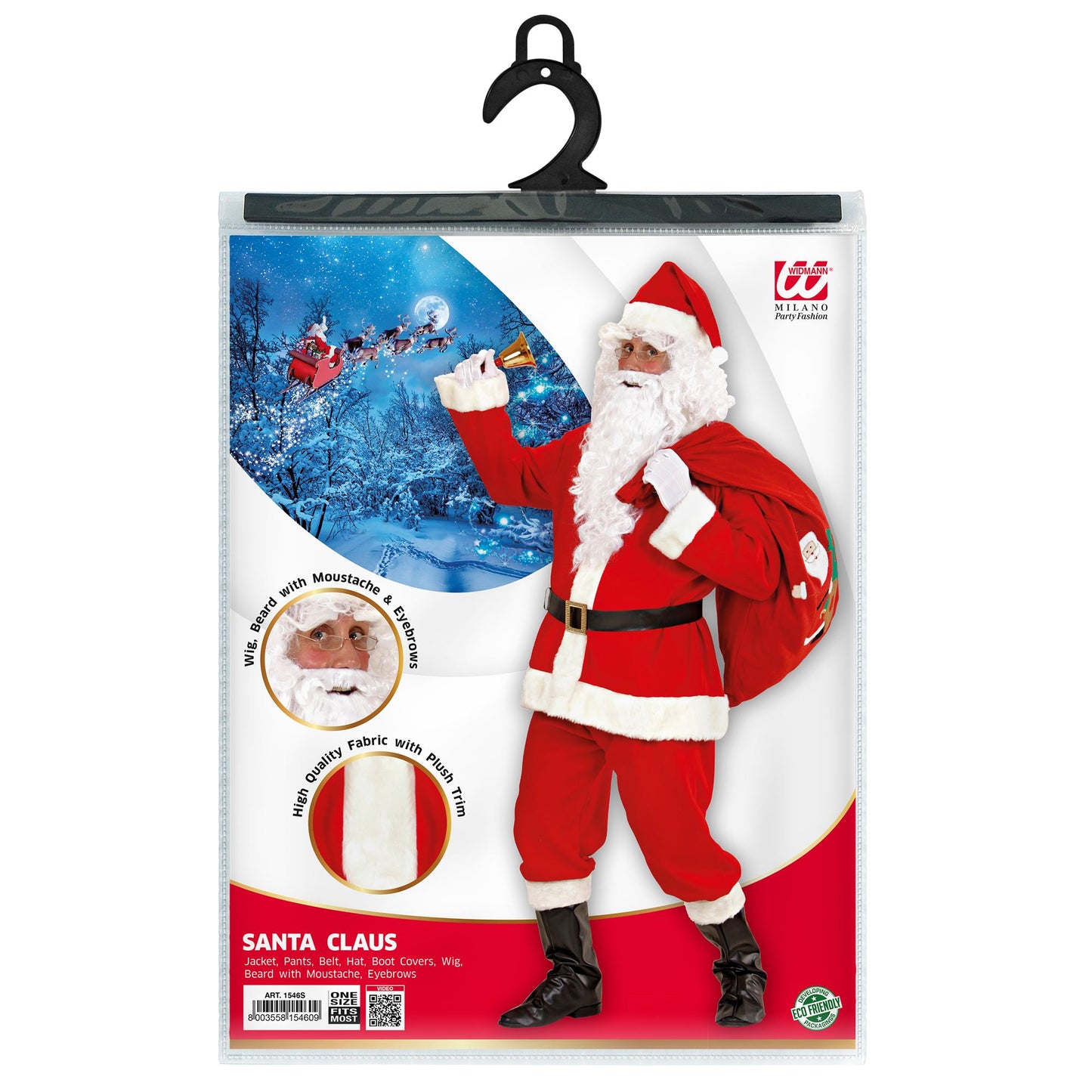 "LUXUS WEIHNACHTSMANN" (Kasack, Hose, Gürtel, Hut, Stiefelüberzieher,Perücke, Bart mit Schnurrbart, Augenbrauen) – Ansicht 5