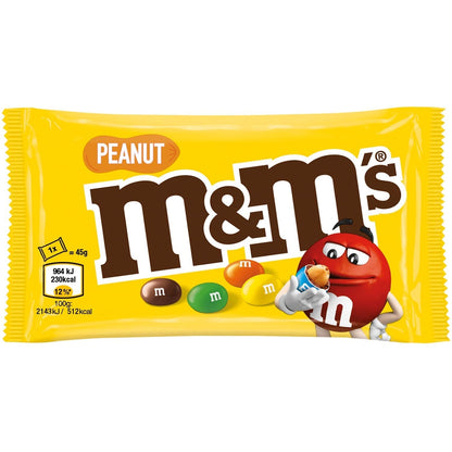 M&M´s M&M'S Peanut 24×45g Portionspackungen mit Erdnüssen und Milchschokolade – Detailansicht