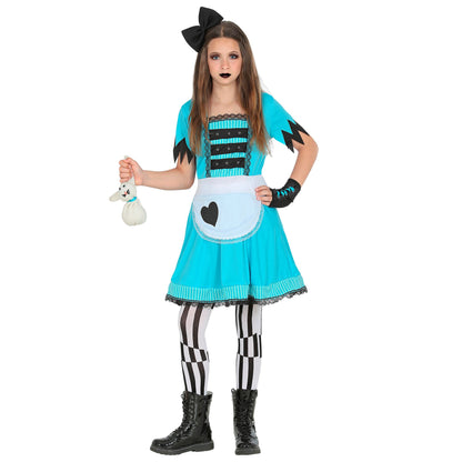 "MÄDCHEN AUS DEM WUNDERLAND" (Kleid, Leggings, fingerlose Handschuhe, Haarschleife) – Detailansicht