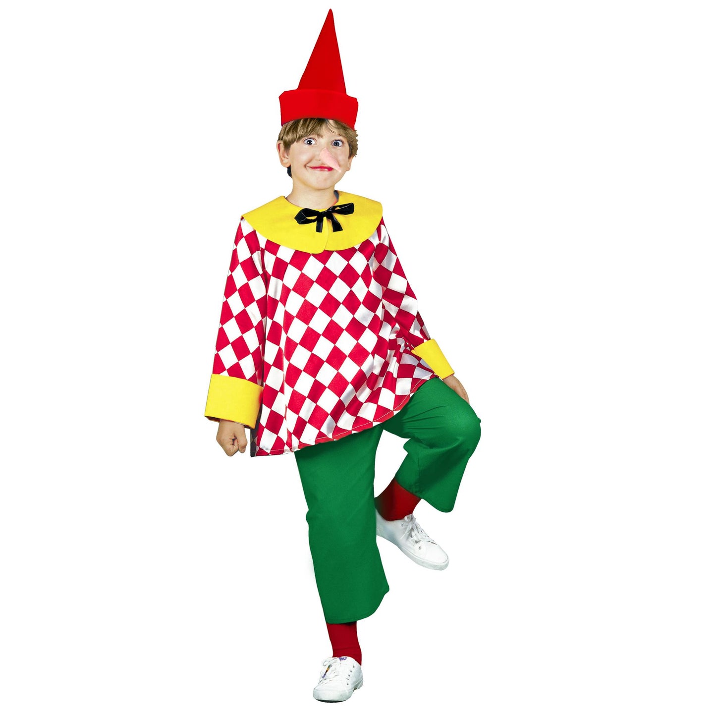 "MAERCHENMARIONETTE" (Coat, Hose, Hut, Nase) – Vorderansicht