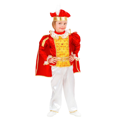 "MÄRCHENPRINZ" (Oberteil mit Umhang, Hose, Gürtel, Hut) – Vorderansicht