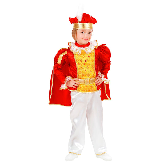"MÄRCHENPRINZ" (Oberteil mit Umhang, Hose, Gürtel, Hut) – Vorderansicht