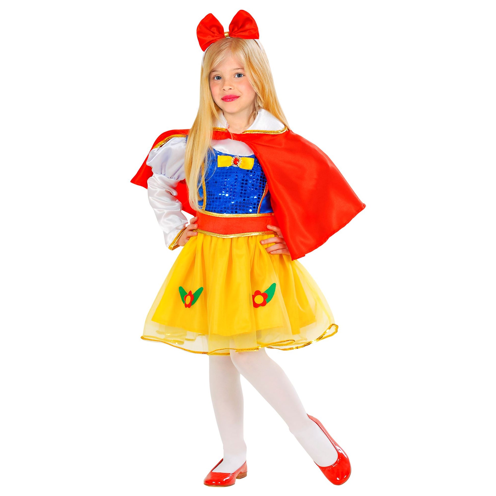 "MÄRCHENPRINZESSIN" (Kleid, Gürtel, Umhang, Haarreif mit Schleife) – Vorderansicht