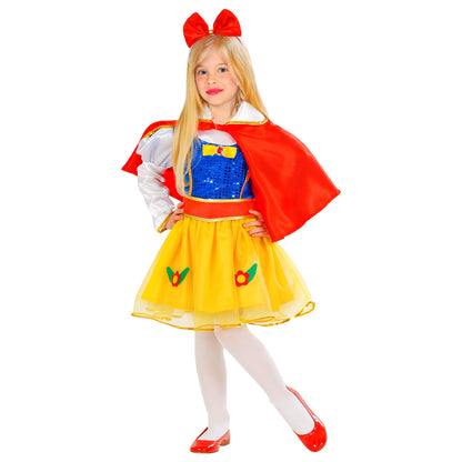 "MÄRCHENPRINZESSIN" (Kleid, Gürtel, Umhang, Haarreif mit Schleife) – Vorderansicht