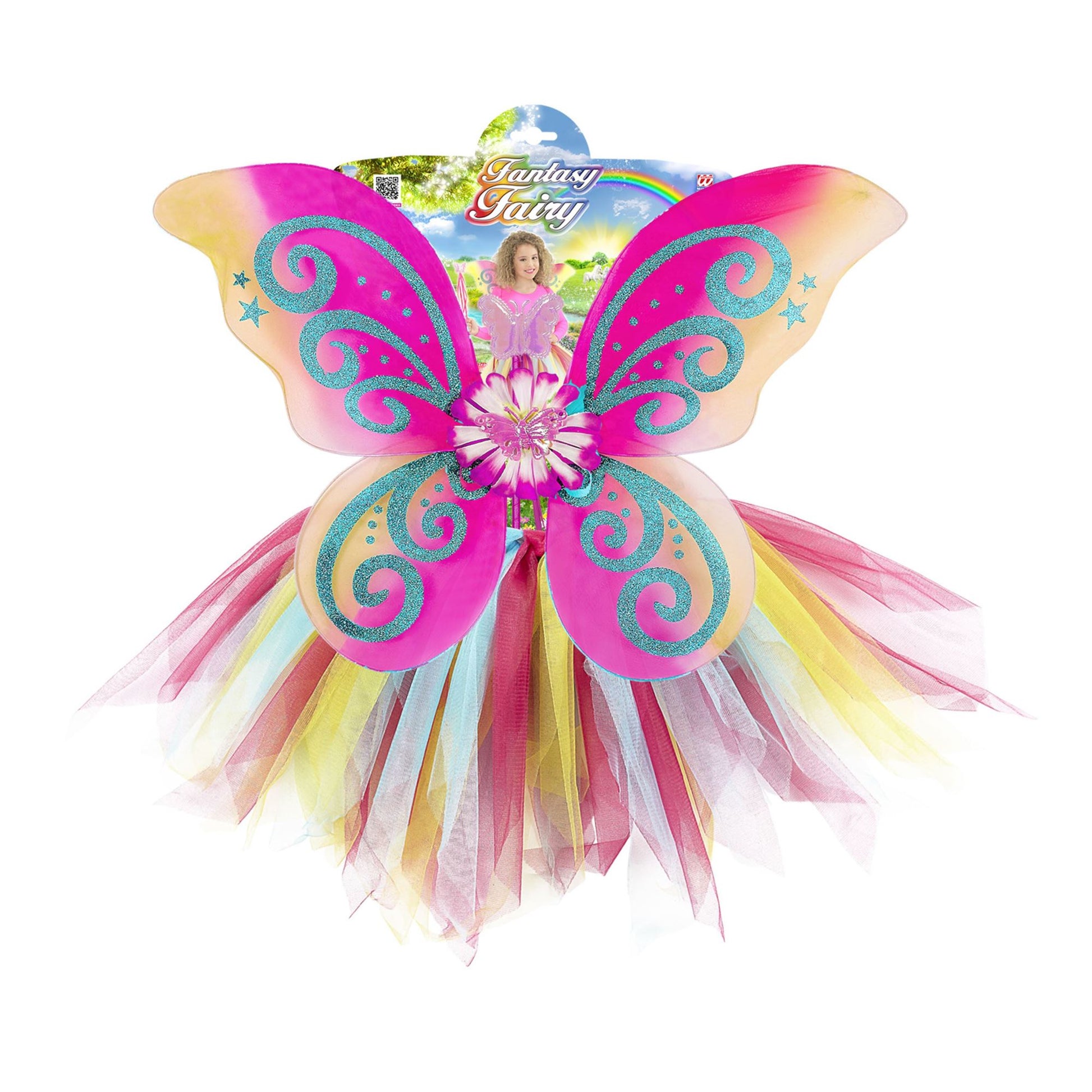 "MAGIC FAIRY" bunt (Tutu, Flügel, Feenstab) – Detailansicht