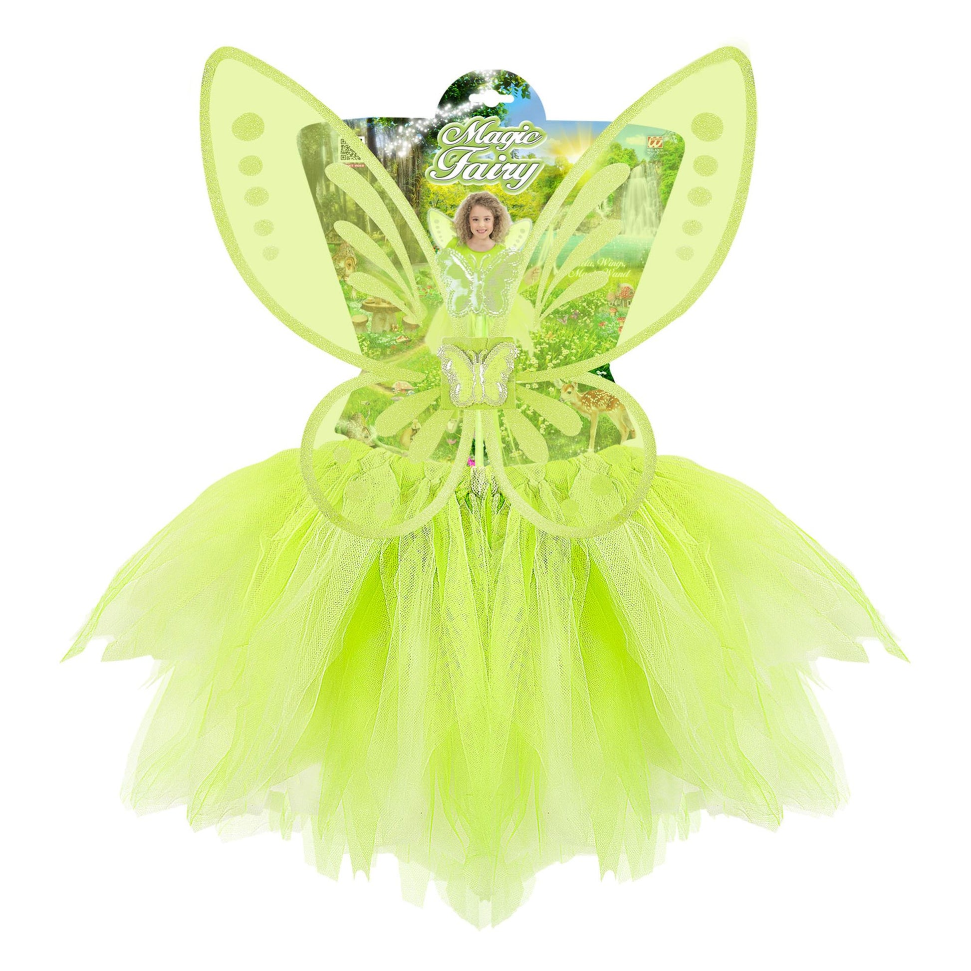 "MAGIC FAIRY" grün (Tutu, Flügel, Feenstab) – Detailansicht