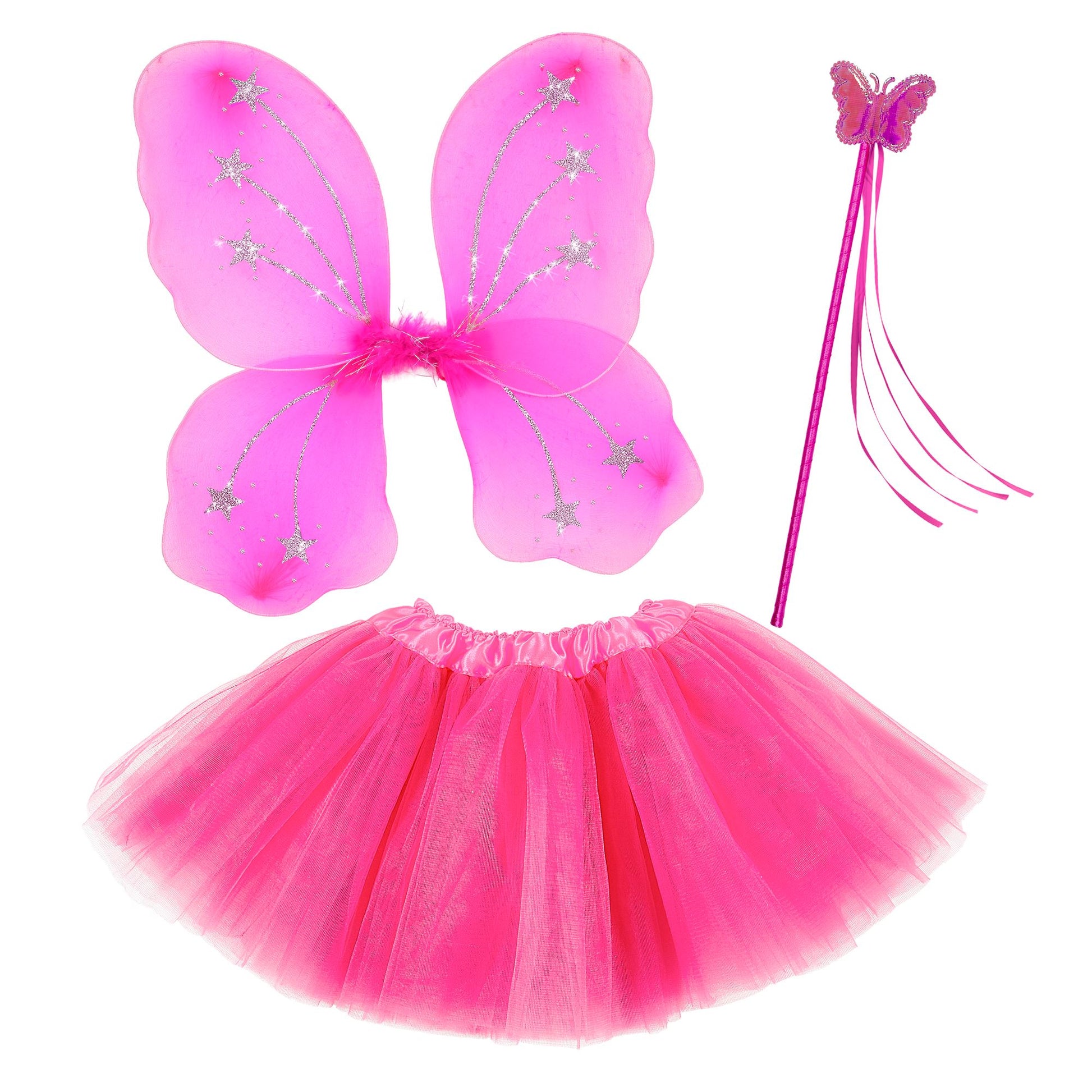 "MAGIC FAIRY" pink (Tutu, Flügel, Feenstab) – Vorderansicht
