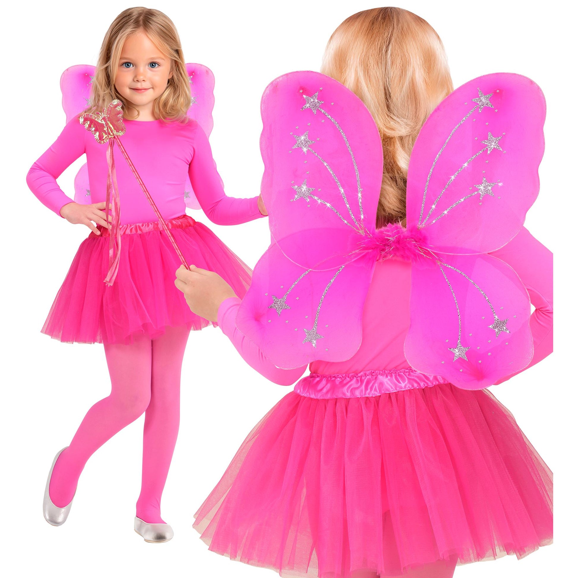 "MAGIC FAIRY" pink (Tutu, Flügel, Feenstab) – Detailansicht