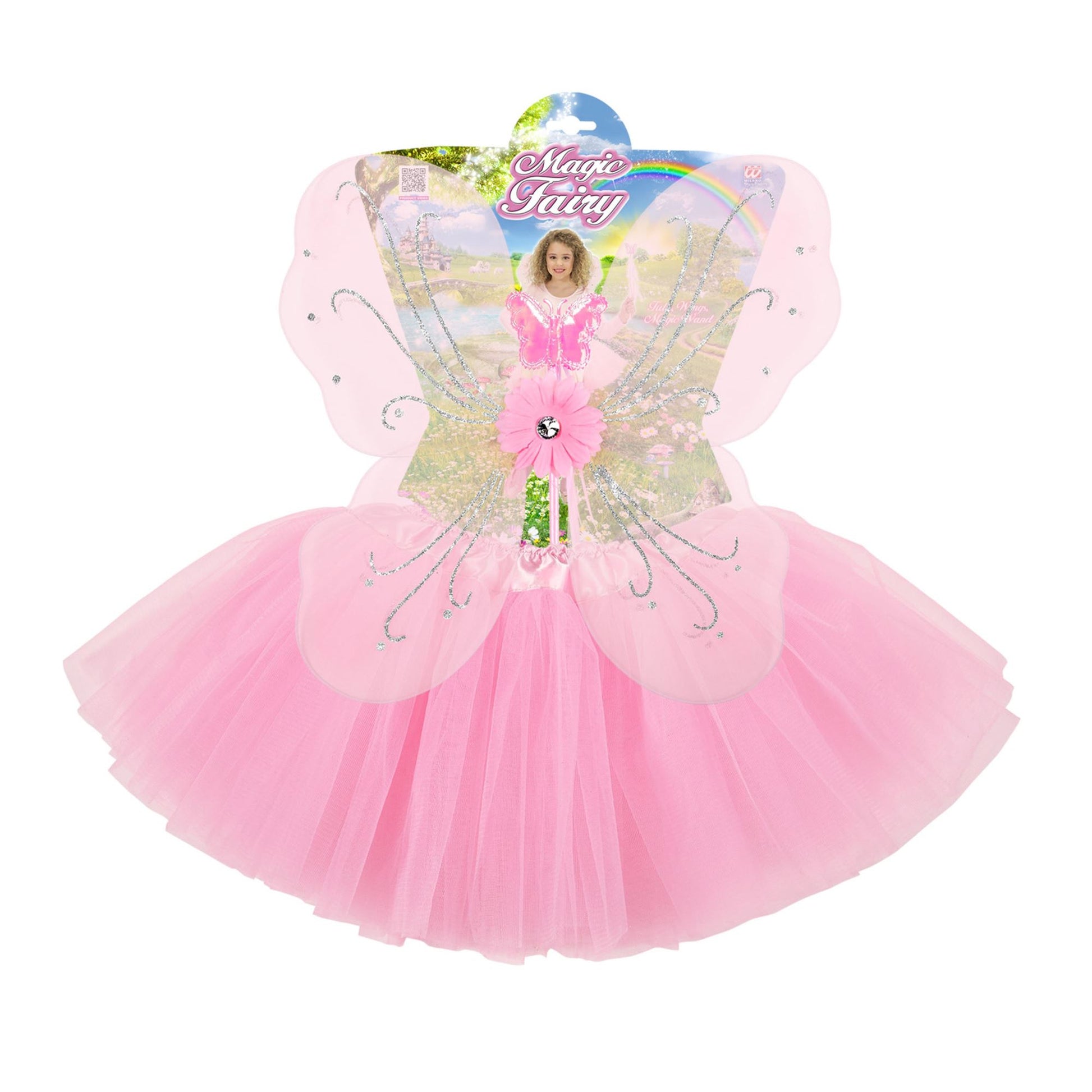 "MAGIC FAIRY" rosa (Tutu, Flügel, Feenstab) – Detailansicht