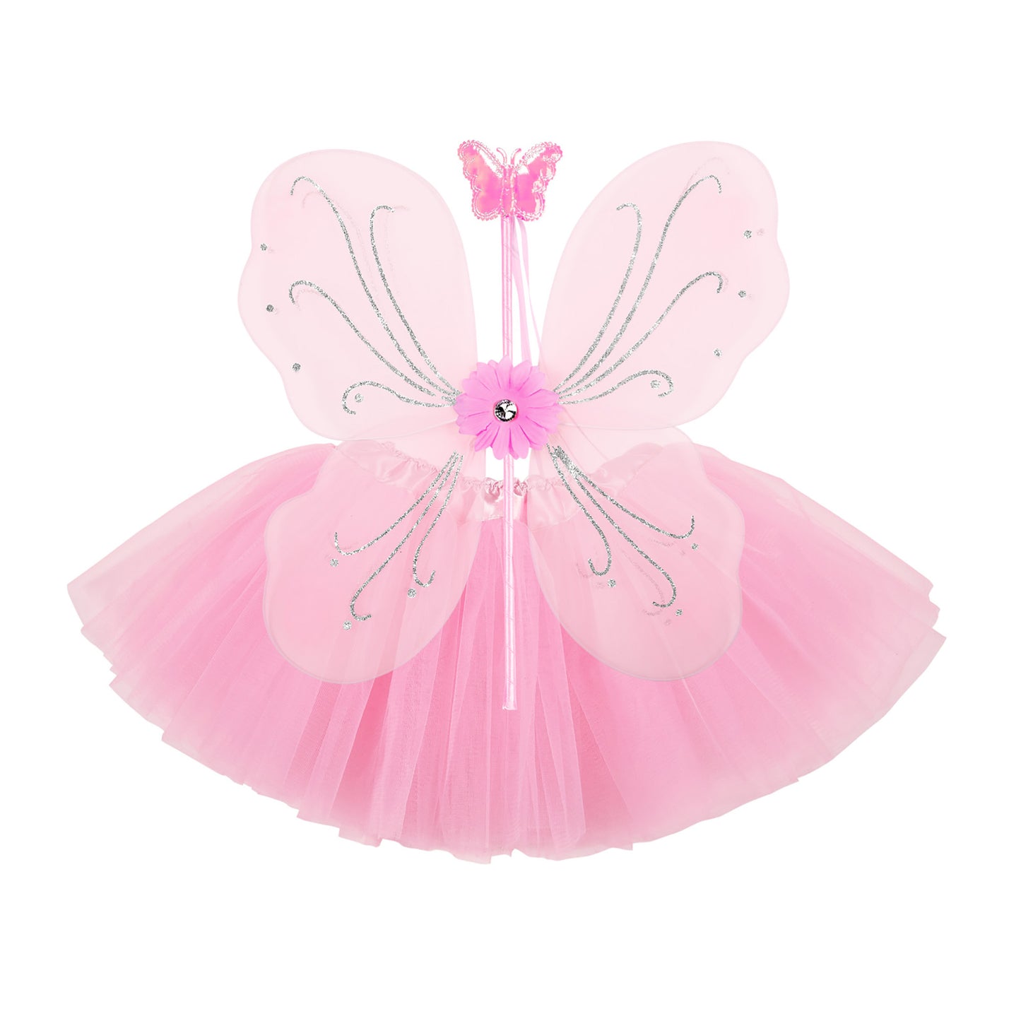 "MAGIC FAIRY" rosa (Tutu, Flügel, Feenstab) – Ansicht 3