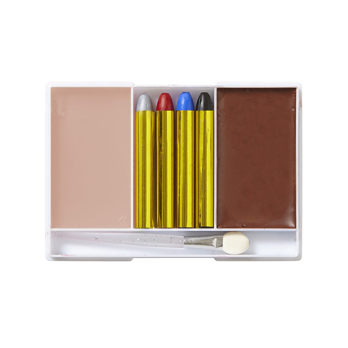 "MAKE UP SET COWBOY" (4 Schminkstifte, hautfarbenes und braunes Makeup in Schale, Pinsel) - Farben in Schale: 12 g, Schminkstifte: 8 g – Detailansicht