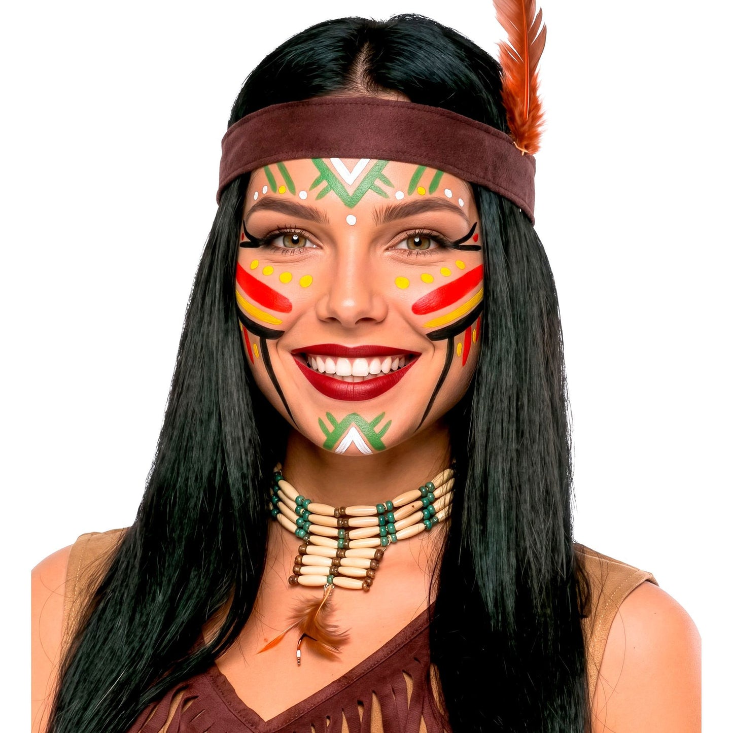 "MAKE UP SET INDIANER" (4 Schminkstifte, weinrotes und weißes Make up in Schale, Pinsel) - Farben in Schale: 12 g, Schminkstifte: 8 g – Ansicht 3