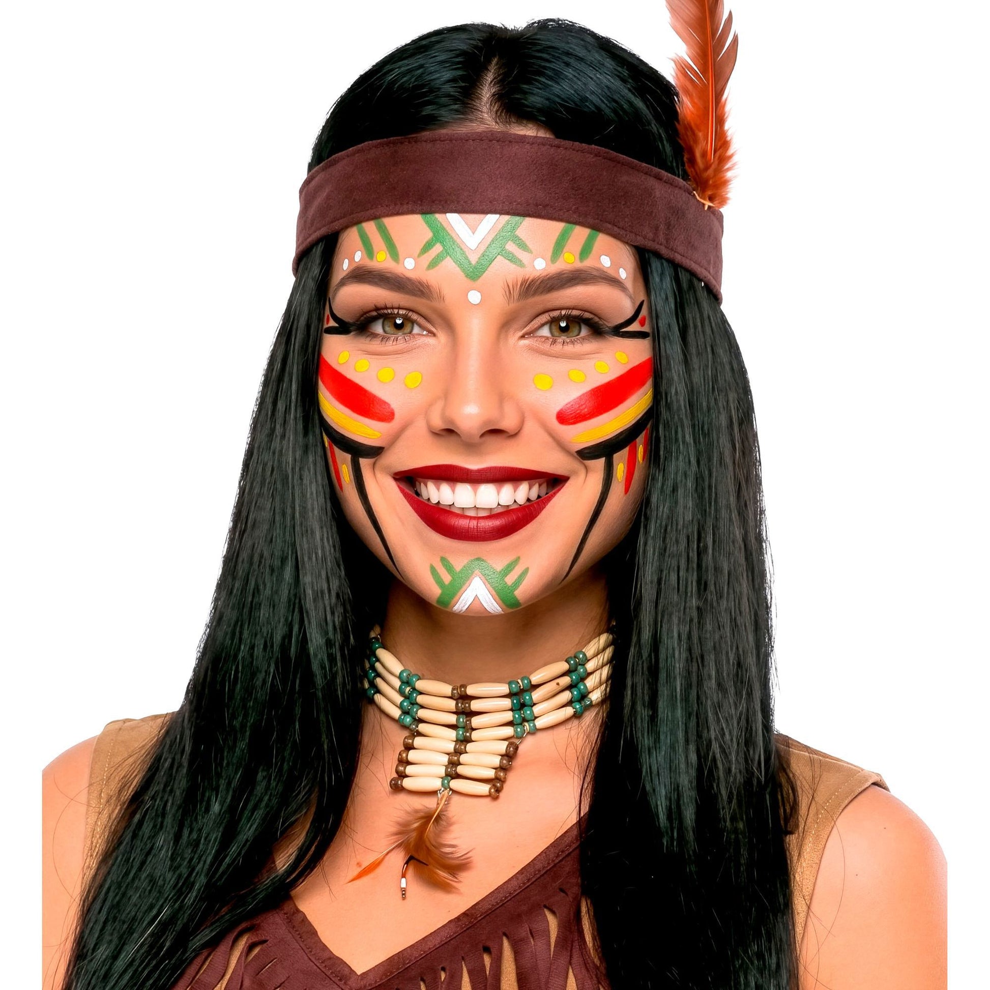 "MAKE UP SET INDIANER" (4 Schminkstifte, weinrotes und weißes Make up in Schale, Pinsel) - Farben in Schale: 12 g, Schminkstifte: 8 g – Ansicht 3