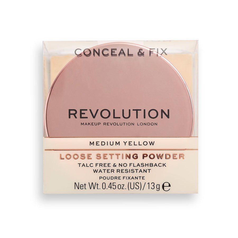 Makeup Revolution Makeup Revolution, Conceal & Fix, Vegan, Loses Fixierpuder, Mittelgelb, 13 g Regular