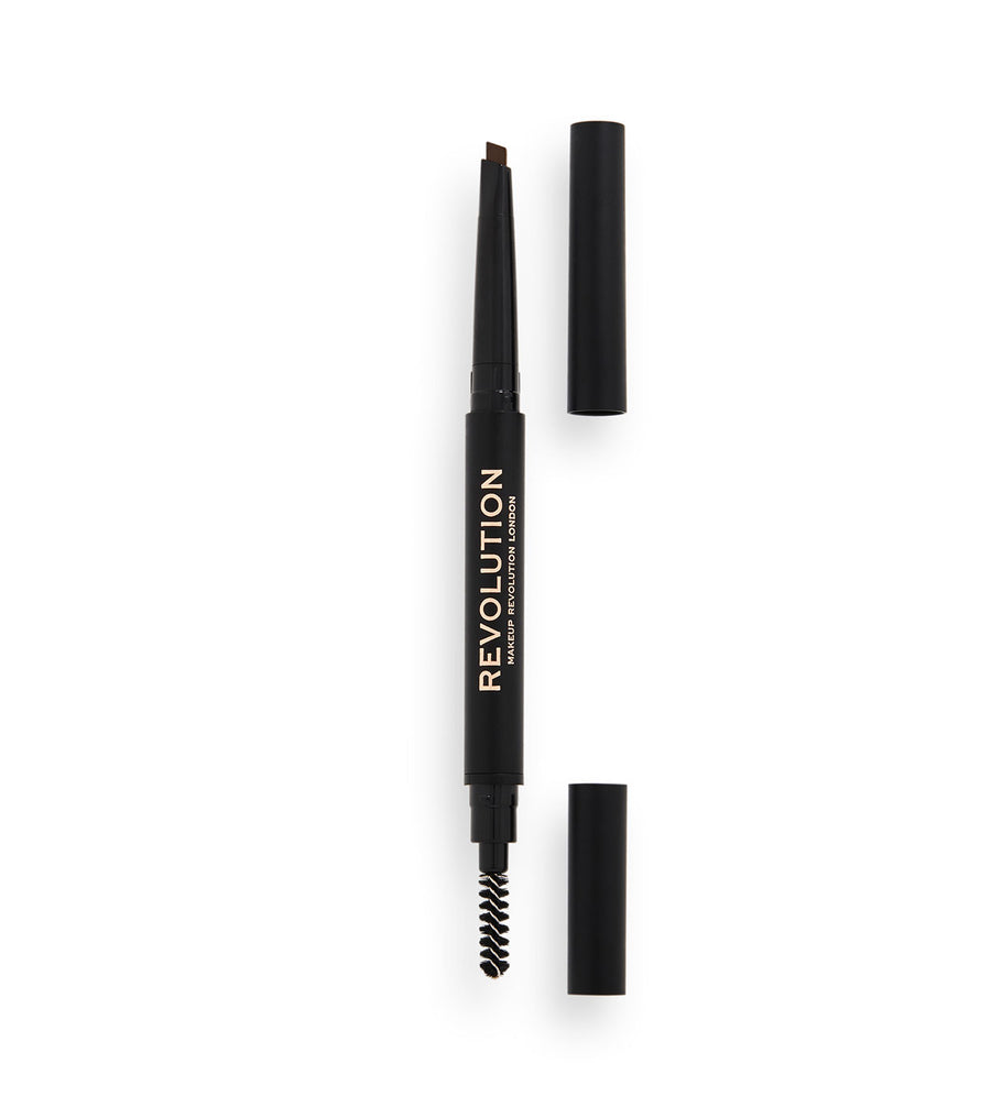Makeup Revolution Duo Brow Definer Augenbrauenstift mit Bürste in Mittelbraun