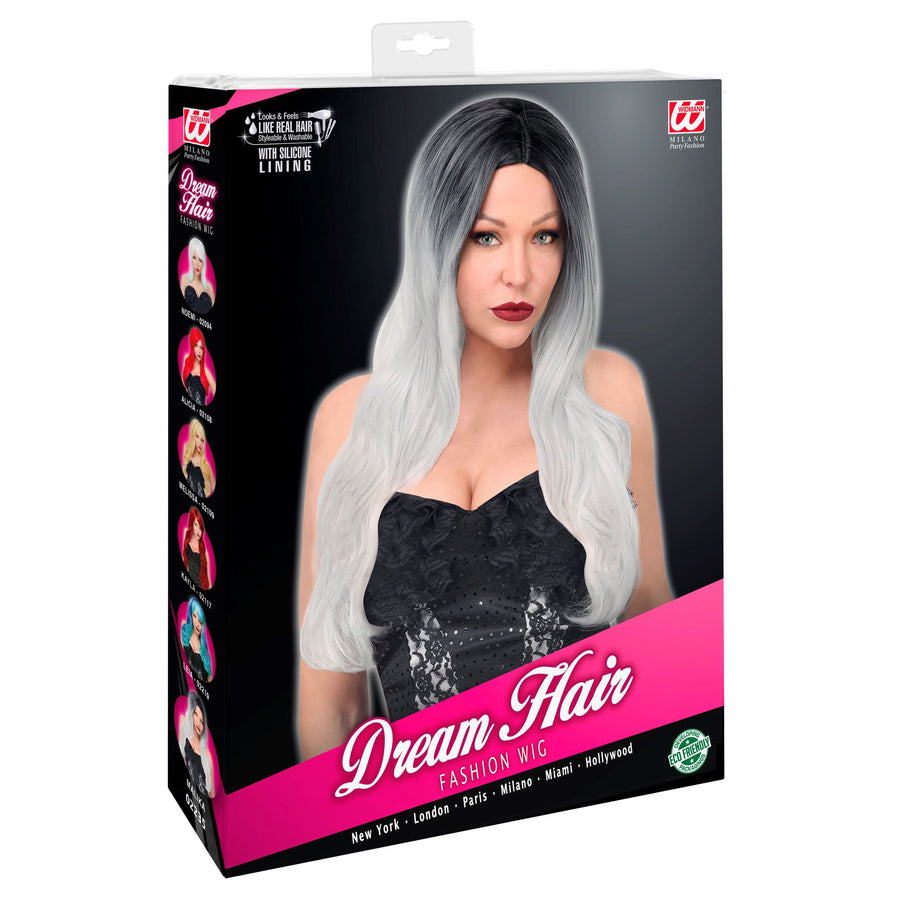 "MALIKA DREAM HAIR PERÜCKE" (mit hochwertiger Silikonhaut) in farbiger Box – Detailansicht