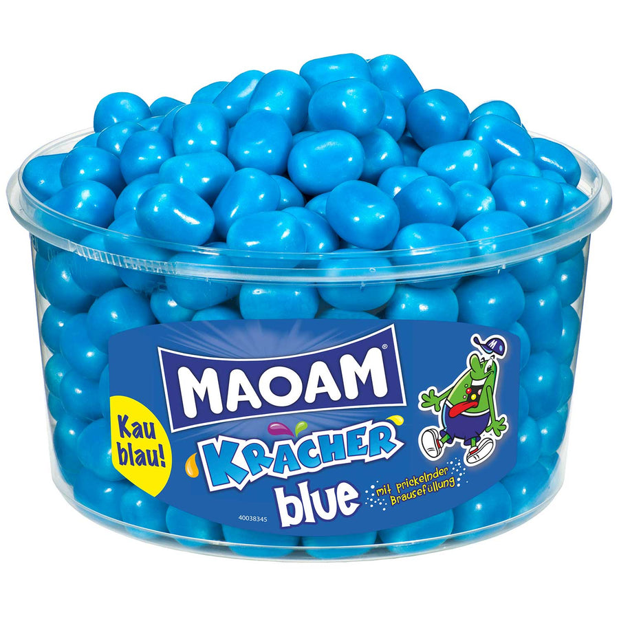 Maoam Kracher Blue Kaubonbons mit Brausepulverfüllung, 265 Stück – Produktansicht