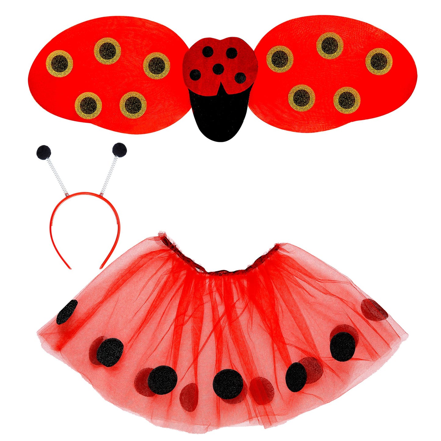 "MARIENKÄFER" Dress-up Set (Tutu, Flügel, Antennen) – Vorderansicht
