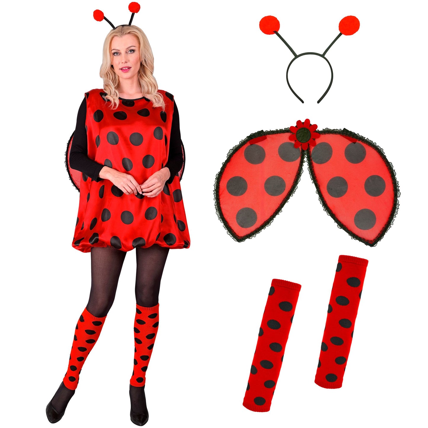 "MARIENKÄFER" (Kleid, Stulpen, Flügel, Fühler) – Detailansicht