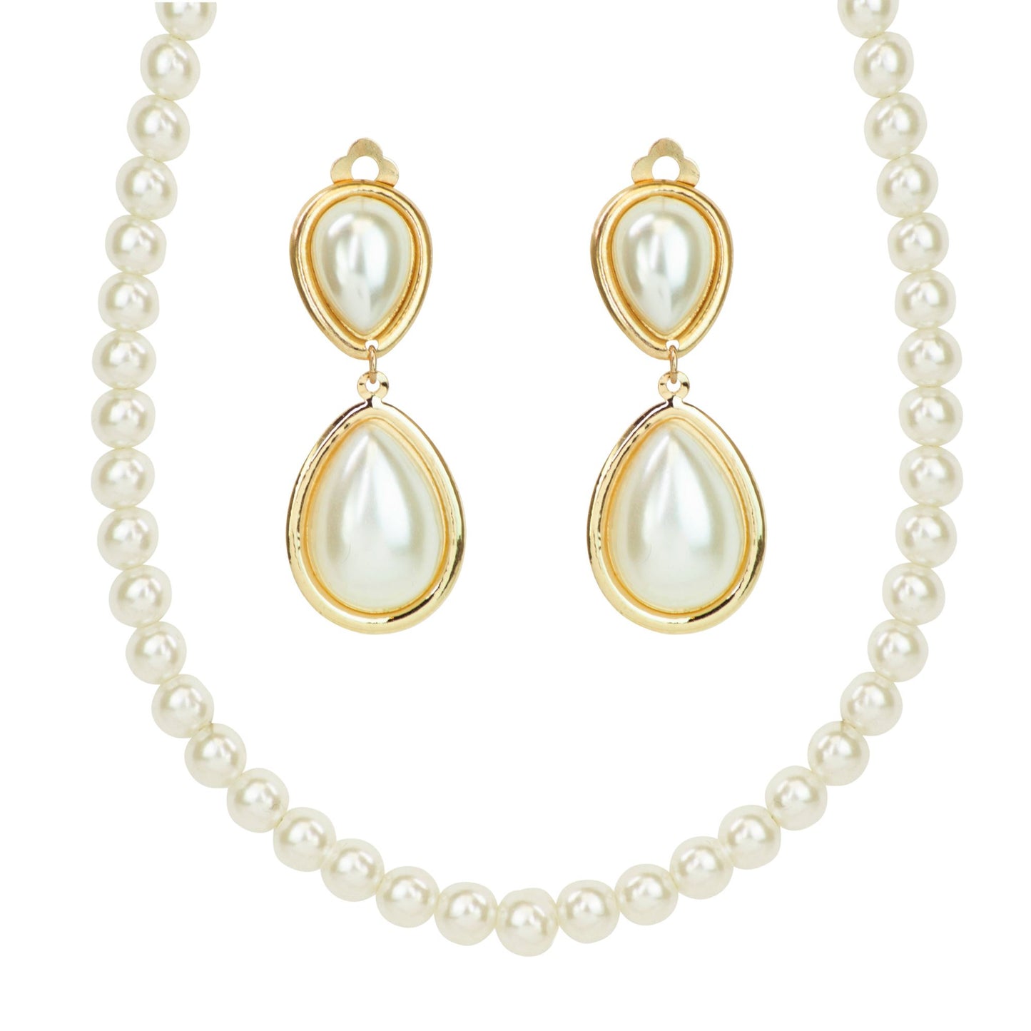 "MARILYN" Set (Perlenhalskette, Ohrringe) – Vorderansicht