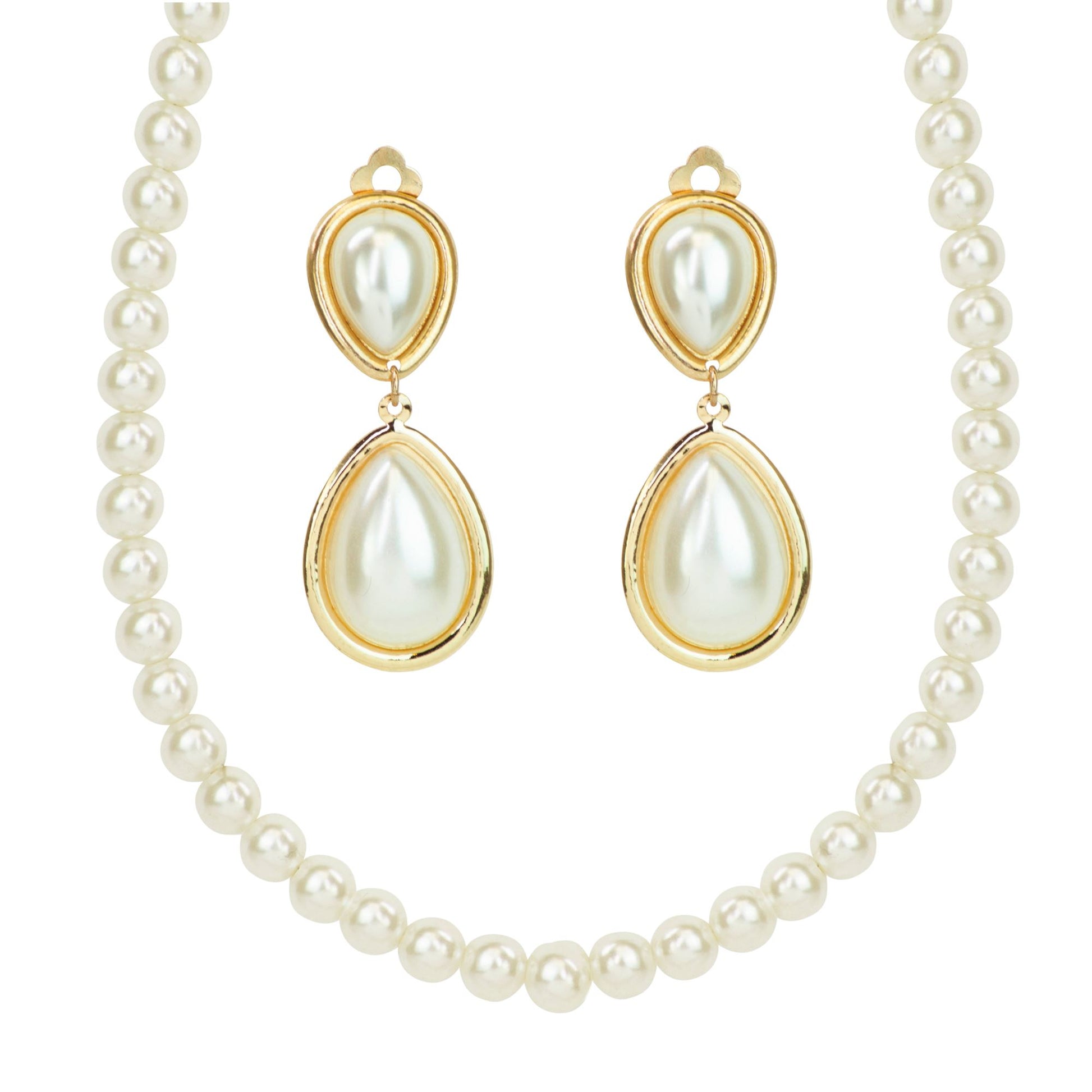 "MARILYN" Set (Perlenhalskette, Ohrringe) – Vorderansicht
