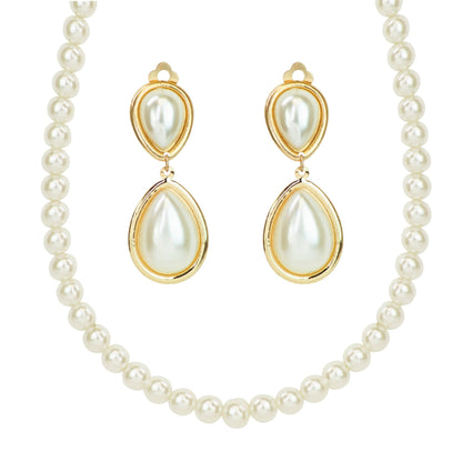 "MARILYN" Set (Perlenhalskette, Ohrringe) – Vorderansicht