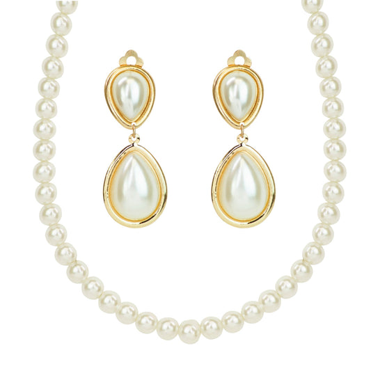 "MARILYN" Set (Perlenhalskette, Ohrringe) – Vorderansicht
