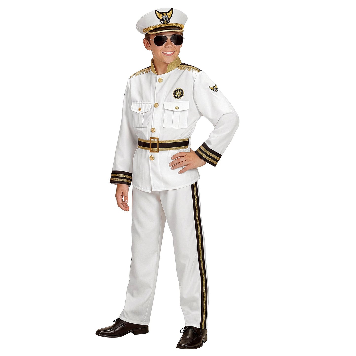 "MARINEKAPITÄN" (Jackett, Hose, Gürtel, Mütze) – Detailansicht