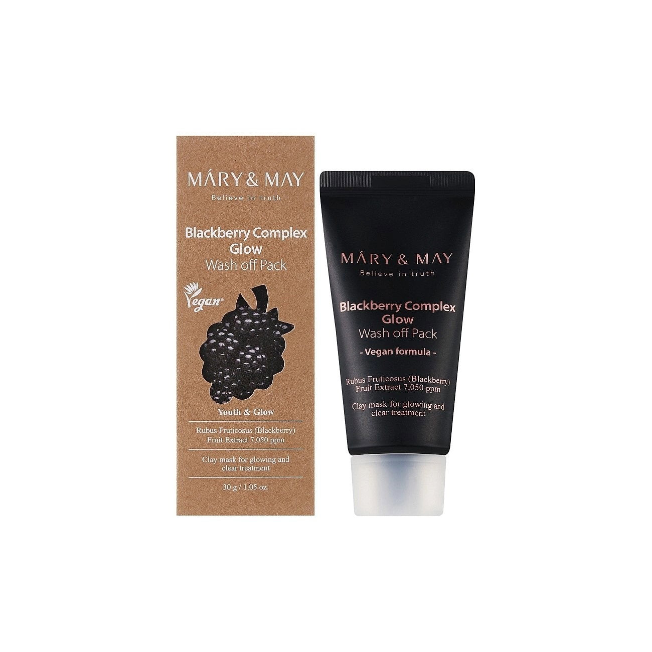 Mary and May, Blackberry Complex Glow, Leuchtend, Tonerde-Maske, 30 g