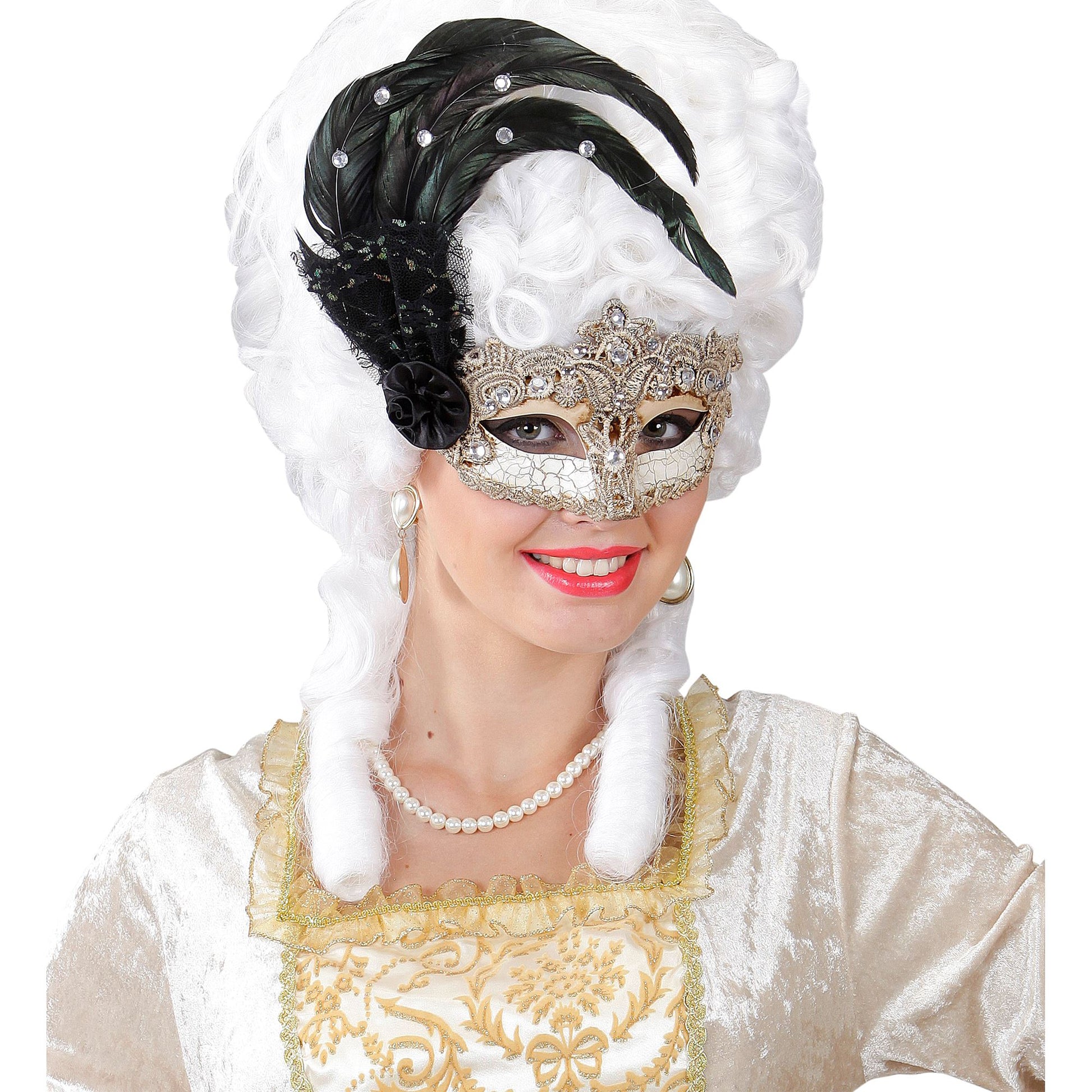 "MASKE GRAN GALA MAKRAMEE MIT FEDERN UND STRASS" – Ansicht 3